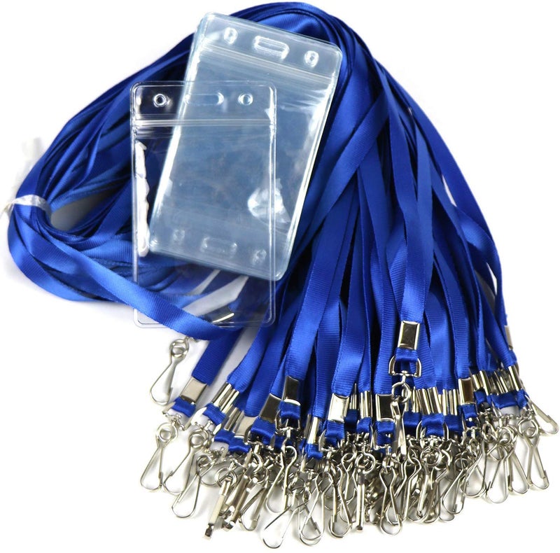 Ollain Lanyards with ID Badge Holder Name Tags Card Labels Lanyard String Keys Custom Necklace J Hooks Clip 50Pack Clear Plastic Vertical Waterproof ID Badge Nametags annd 50 Pack Lanyards - Image 5